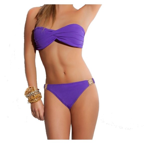 NWT New Twist Bandeau Purple Top 14KT  Gold - Picture 2 of 8